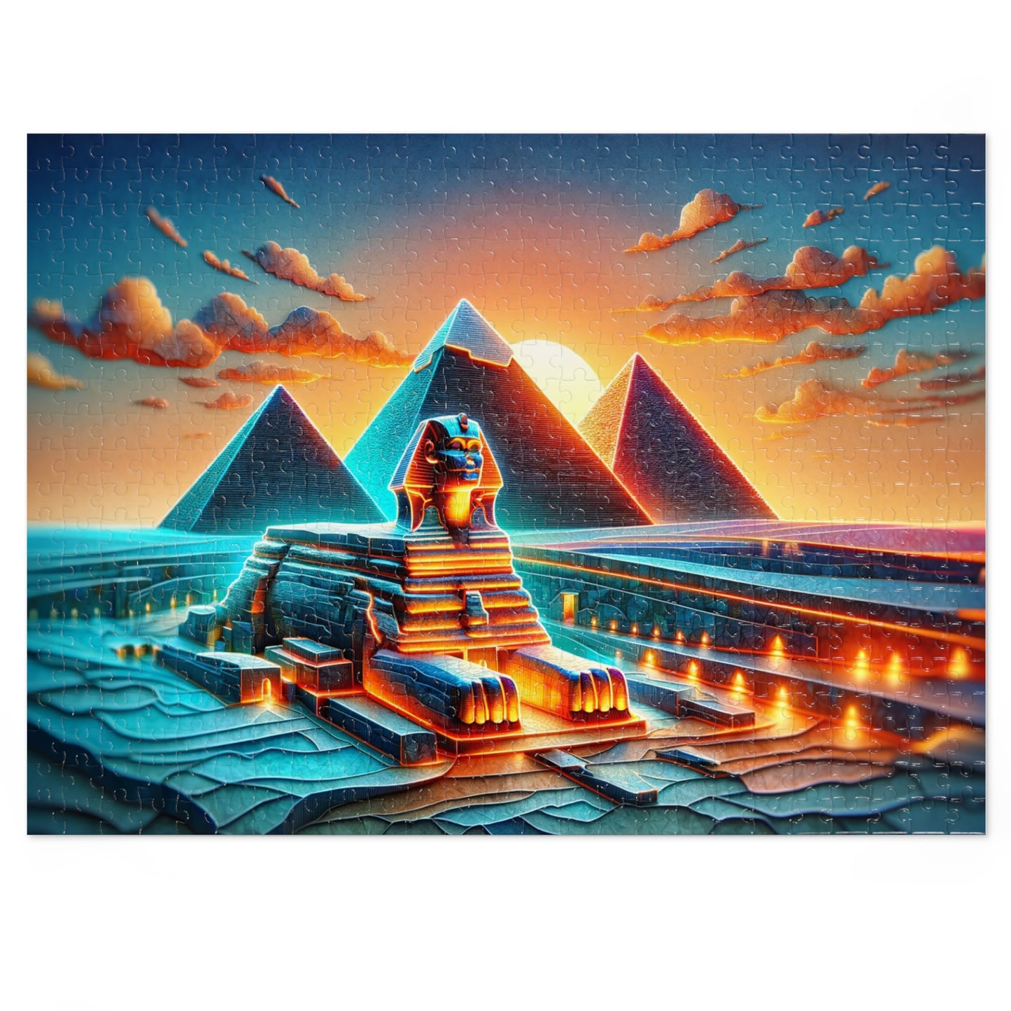 Twilight of the Pharaohs: Sphinx and Pyramids Jigsaw Puzzle (500 or 1000-Piece)