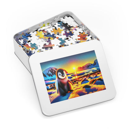 Sunrise Splendor: Emperor Penguin Chick Jigsaw Puzzle (500 or 1000-Piece)