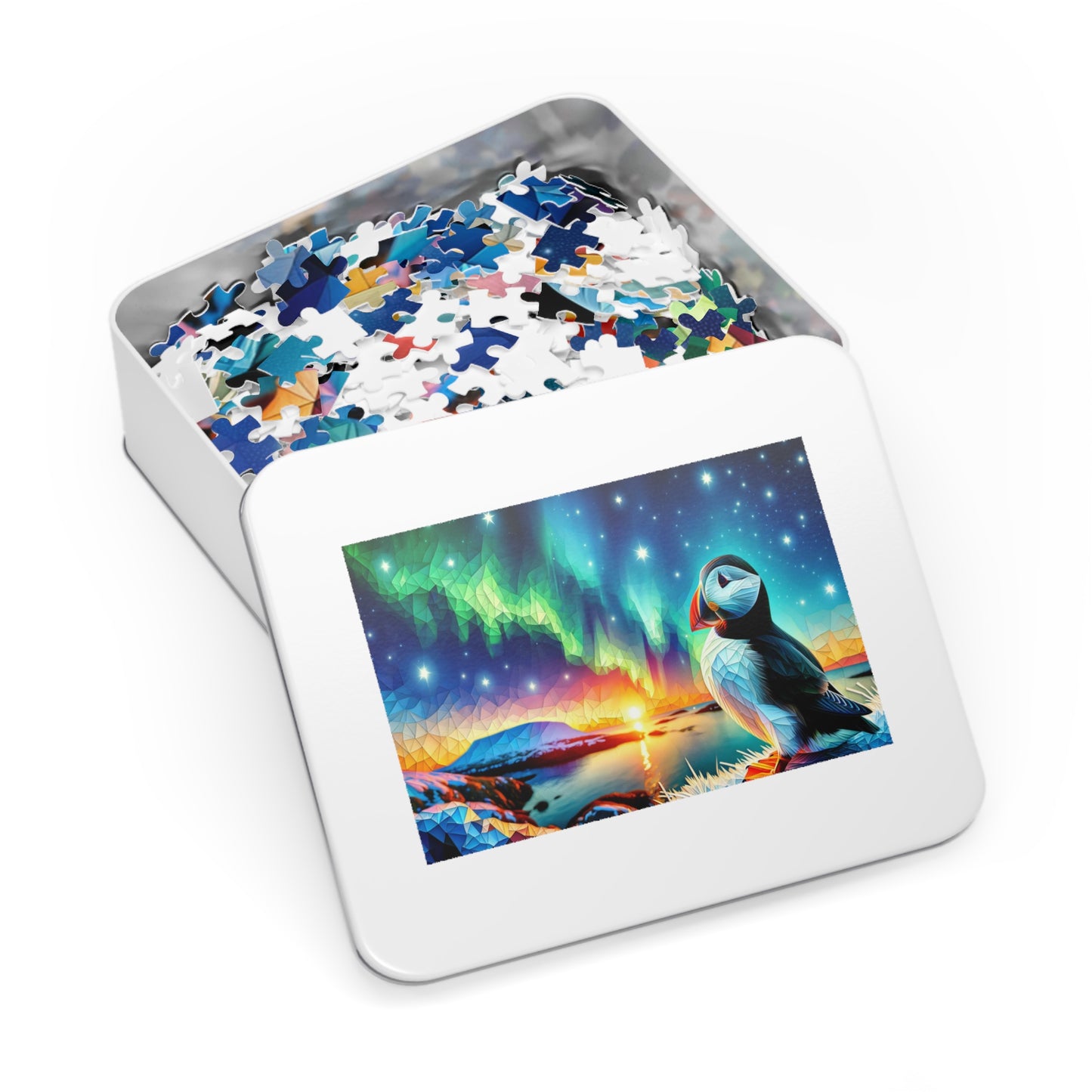 Aurora Mosaic: Puffin at Dawn Jigsaw Puzzle (500 or 1000-Piece)