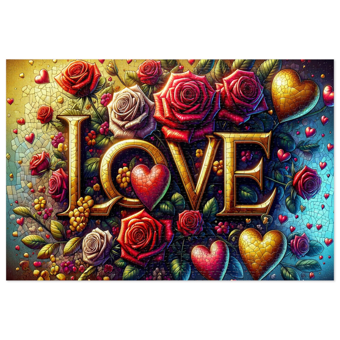 Enchanted Love Mosaic - Premium Jigsaw Puzzle for Romantics and Art Lovers (500 or 1000-Piece)