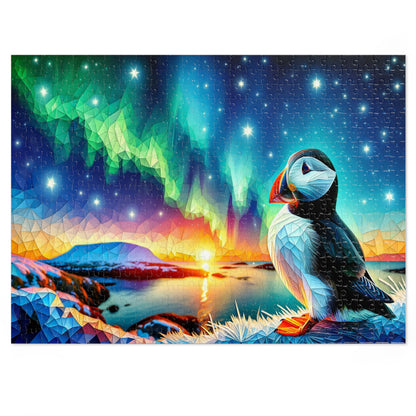 Aurora Mosaic: Puffin at Dawn Jigsaw Puzzle (500 or 1000-Piece)