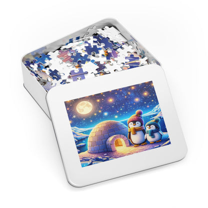 Cosmic Winter: Playful Penguins Jigsaw Puzzle (500 or 1000-Piece)