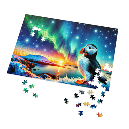 Aurora Mosaic: Puffin at Dawn Jigsaw Puzzle (500 or 1000-Piece)