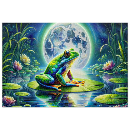 Lunar Lotus: Enchanted Frog Jigsaw Puzzle (500 or 1000-Piece)