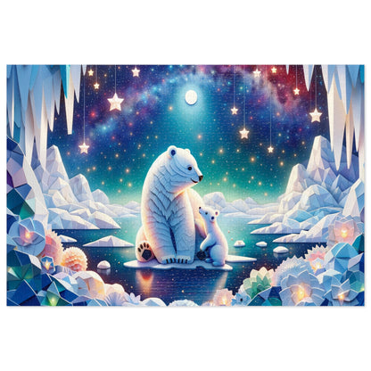 Starry Ice Realm: Polar Bear and Cub Jigsaw Puzzle (500 or 1000-Piece)