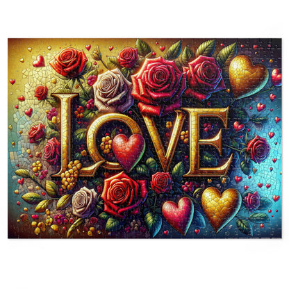 Enchanted Love Mosaic - Premium Jigsaw Puzzle for Romantics and Art Lovers (500 or 1000-Piece)