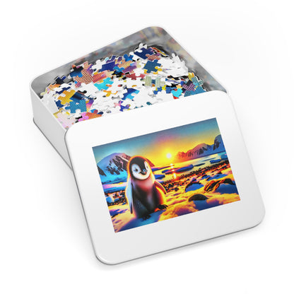 Sunrise Splendor: Emperor Penguin Chick Jigsaw Puzzle (500 or 1000-Piece)