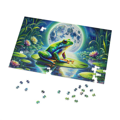 Lunar Lotus: Enchanted Frog Jigsaw Puzzle (500 or 1000-Piece)