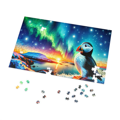 Aurora Mosaic: Puffin at Dawn Jigsaw Puzzle (500 or 1000-Piece)