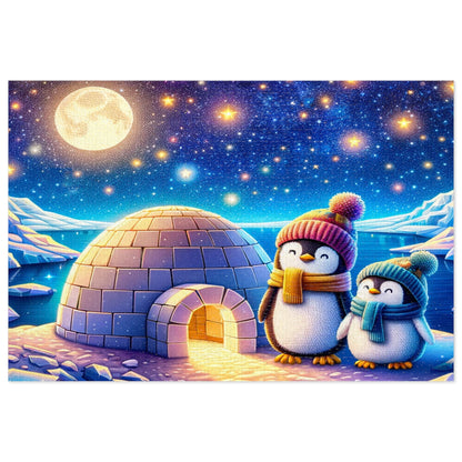 Cosmic Winter: Playful Penguins Jigsaw Puzzle (500 or 1000-Piece)