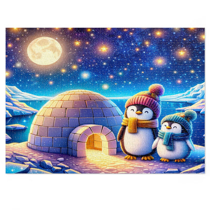 Cosmic Winter: Playful Penguins Jigsaw Puzzle (500 or 1000-Piece)