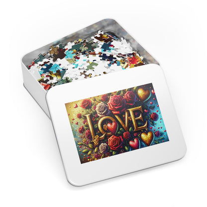 Enchanted Love Mosaic - Premium Jigsaw Puzzle for Romantics and Art Lovers (500 or 1000-Piece)