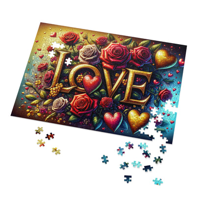 Enchanted Love Mosaic - Premium Jigsaw Puzzle for Romantics and Art Lovers (500 or 1000-Piece)