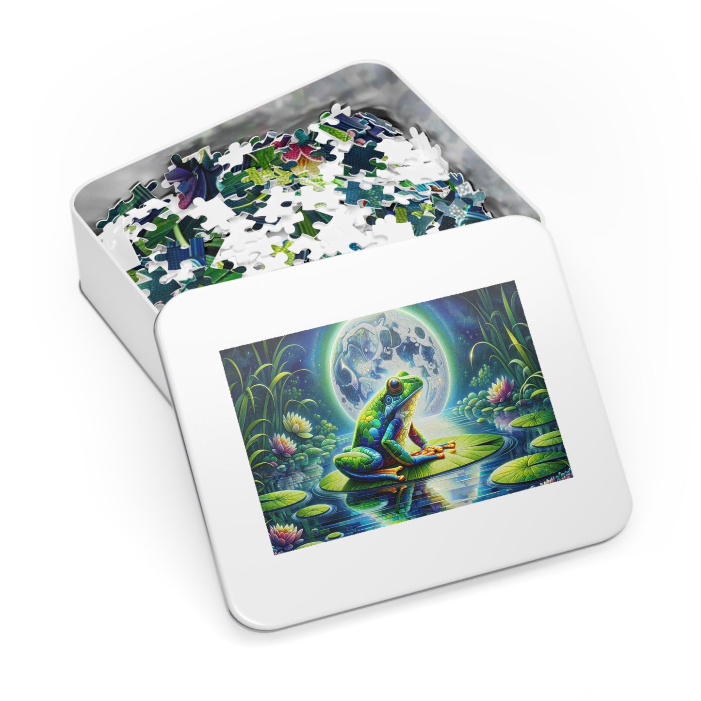 Lunar Lotus: Enchanted Frog Jigsaw Puzzle (500 or 1000-Piece)