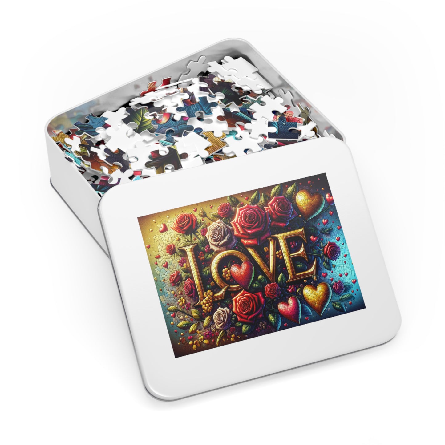 Enchanted Love Mosaic - Premium Jigsaw Puzzle for Romantics and Art Lovers (500 or 1000-Piece)