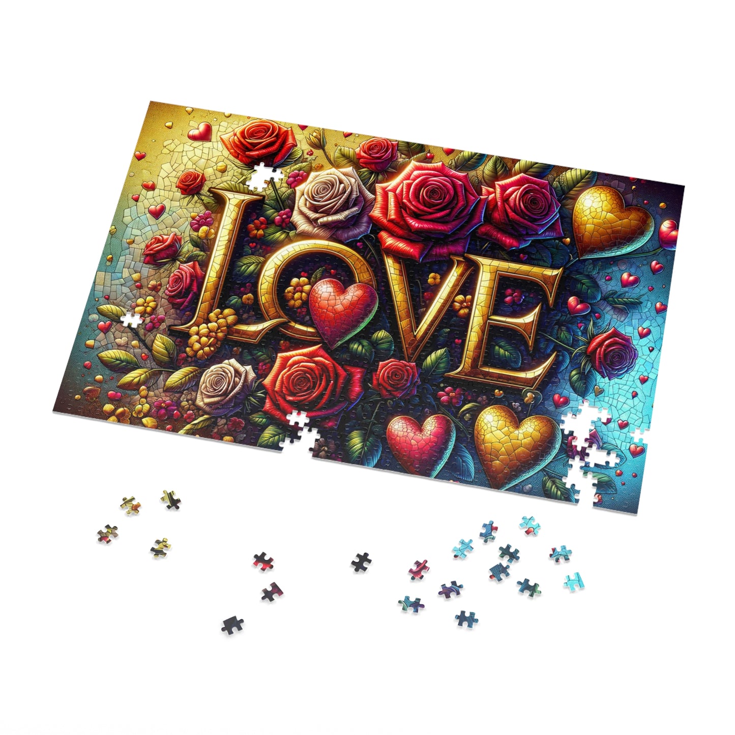 Enchanted Love Mosaic - Premium Jigsaw Puzzle for Romantics and Art Lovers (500 or 1000-Piece)