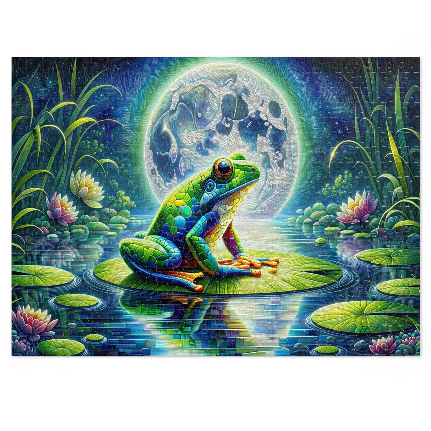 Lunar Lotus: Enchanted Frog Jigsaw Puzzle (500 or 1000-Piece)