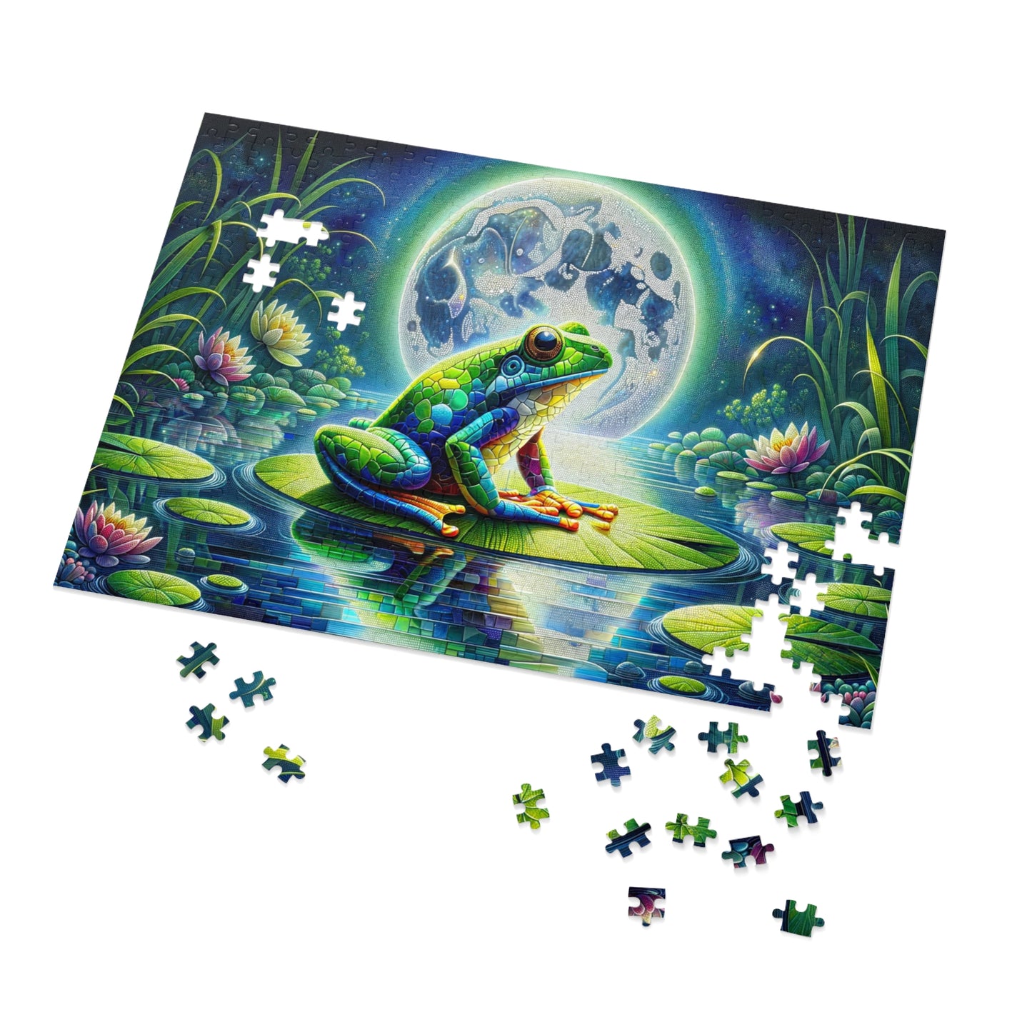 Lunar Lotus: Enchanted Frog Jigsaw Puzzle (500 or 1000-Piece)