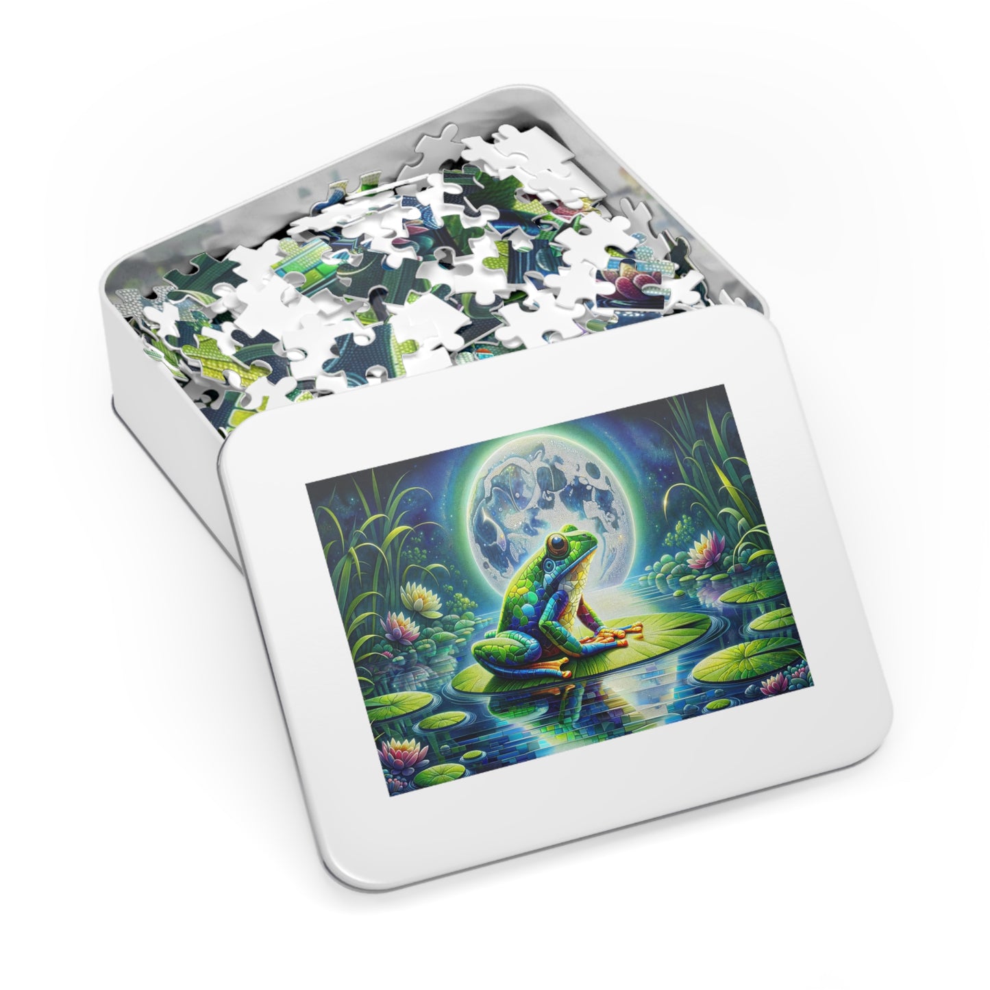 Lunar Lotus: Enchanted Frog Jigsaw Puzzle (500 or 1000-Piece)