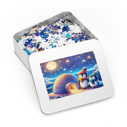 Cosmic Winter: Playful Penguins Jigsaw Puzzle (500 or 1000-Piece)