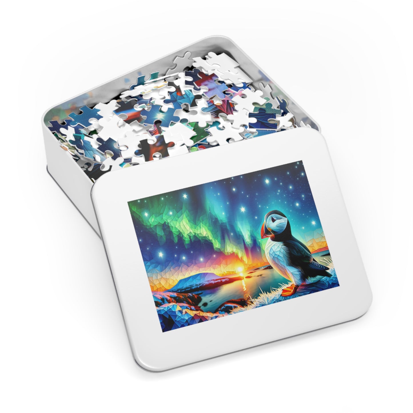 Aurora Mosaic: Puffin at Dawn Jigsaw Puzzle (500 or 1000-Piece)